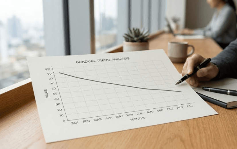 A line graph trending gradually downward.