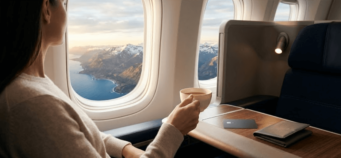 A serene view from a comfortable travel setting.